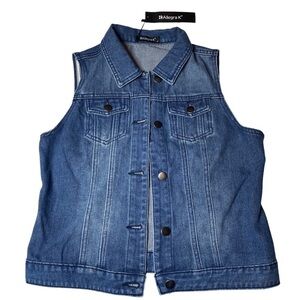 Allegra K Button Front Denim Vest